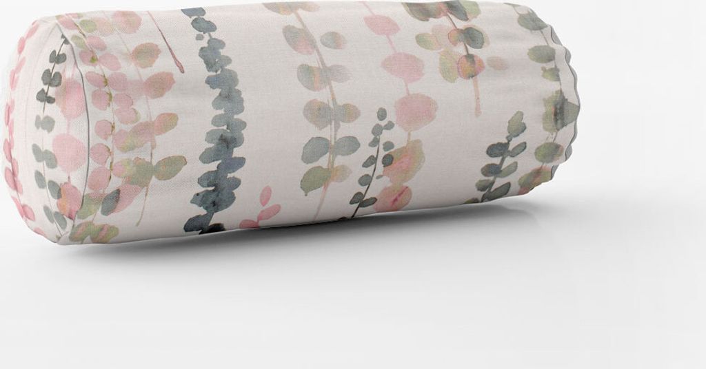 SCHÖNER LEBEN. Kissenhülle Ranken Blätter Aquarell weiß grün rosa Größe 15x40cm (ØxB) Nackenrolle 15x40cm (ØxB) Nackenrolle Größe