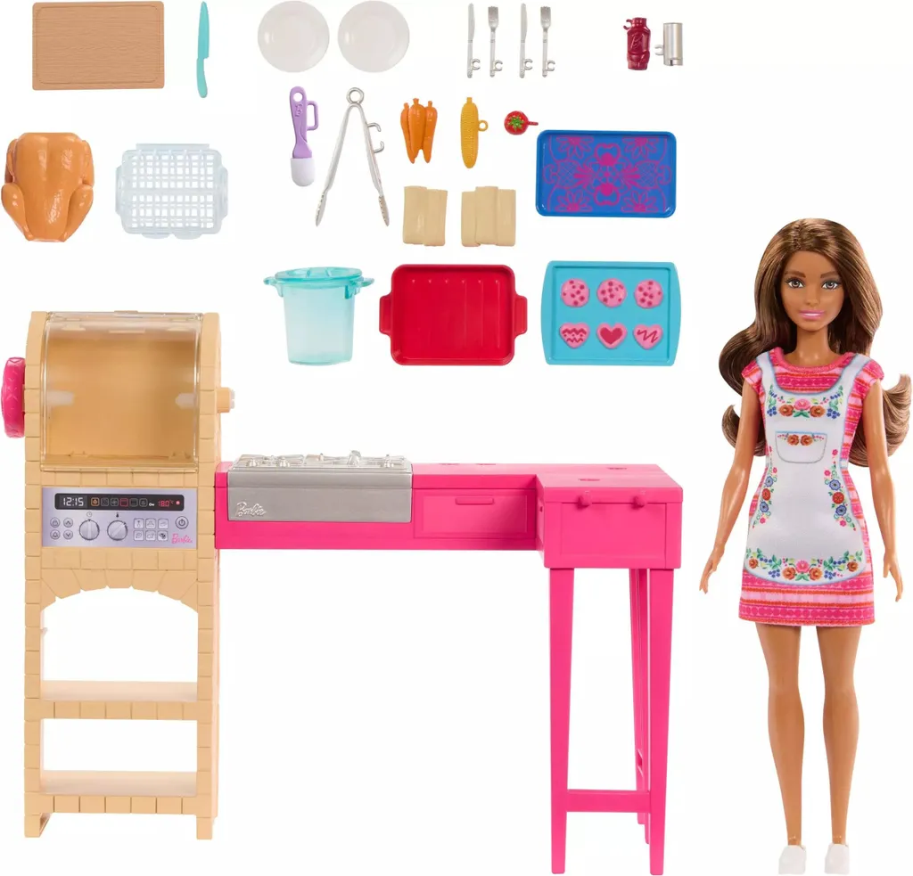 Poupée Barbie JCT06 Teresa et sa Cuisine - Coffret de Jeu Complet