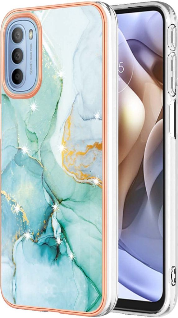 Moto G31 / G41 Case, WindCase Marble Pattern Hybrid Hard Back Weich TPU Bumper Protective Case Cover for Motorola Moto G31 / G41 Grün