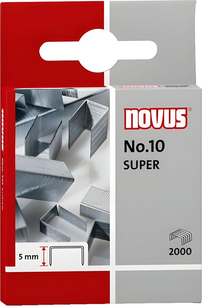 Novus Heftklammern No.10 SUPER 2.000 Stück, Schenkellänge 5 Produktbild 