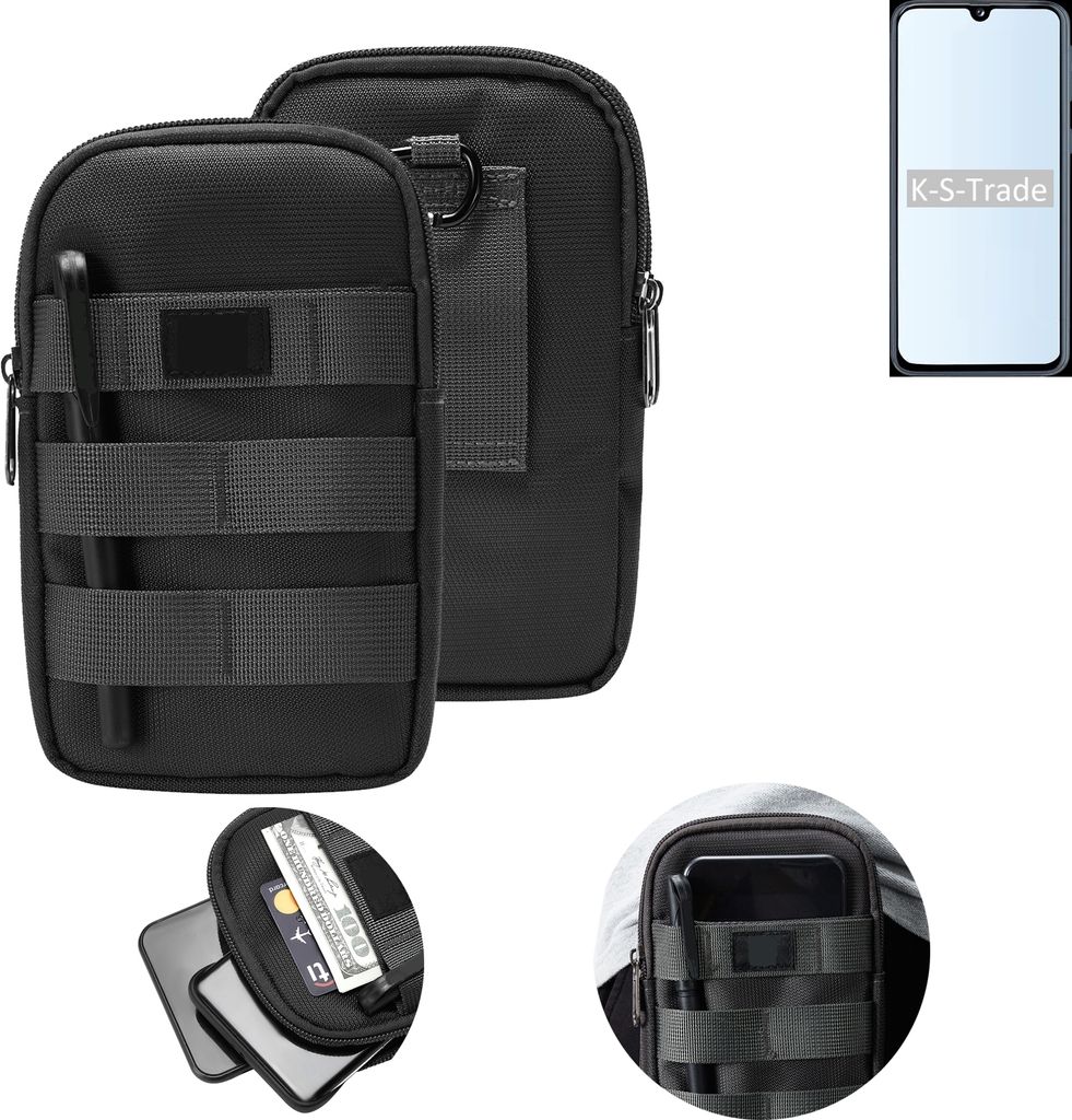 K-S-Trade Holster Gürtel Tasche kompatibel mit Samsung Galaxy S10 5G Handy Tasche Schutz Hülle dunkel-grau viele Fächer, 1x
