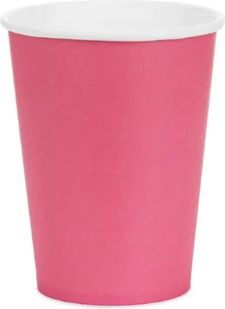 6x Pappbecher, dunkelrosa, 250ml
