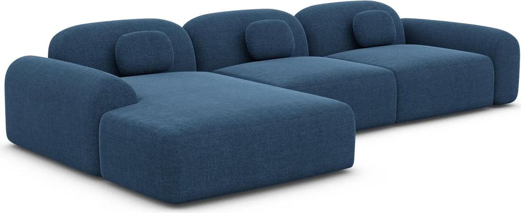 Strukturstoff L-Form Sofa Nuvia Dunkelblau Links
