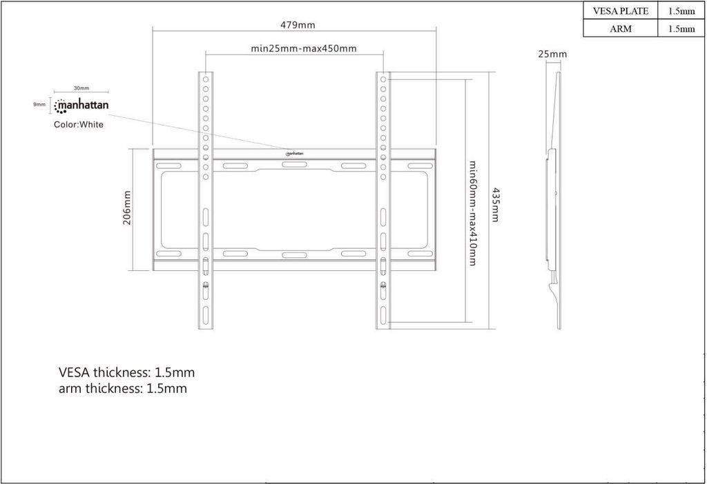 MANHATTAN Wandhalterung Universal 32-55/40kg ultraslim sw Produktbild 11