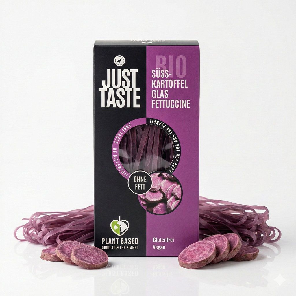 JUST TASTE – Lila  Süßkartoffel Glas Fettuccine – 250g Produktbild 