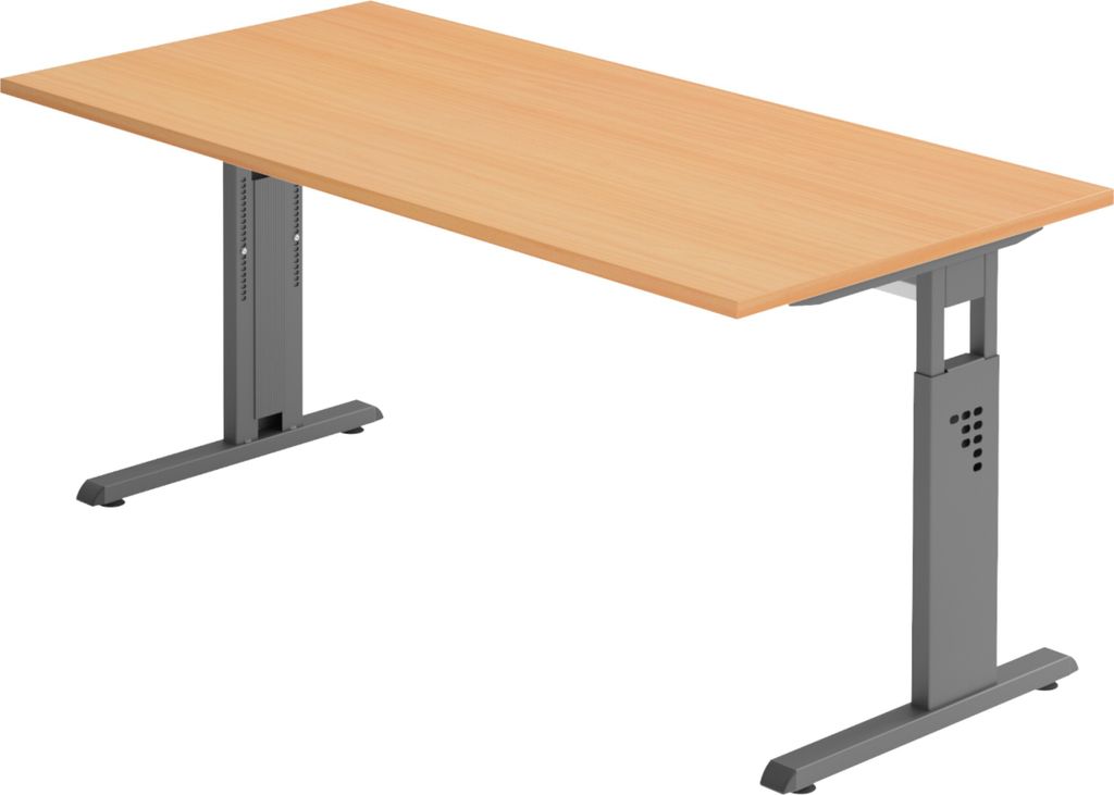 bümö Schreibtisch Serie-O - Nachbildung: Buche, Gestell: Graphit, Größe: 180 x 80 cm