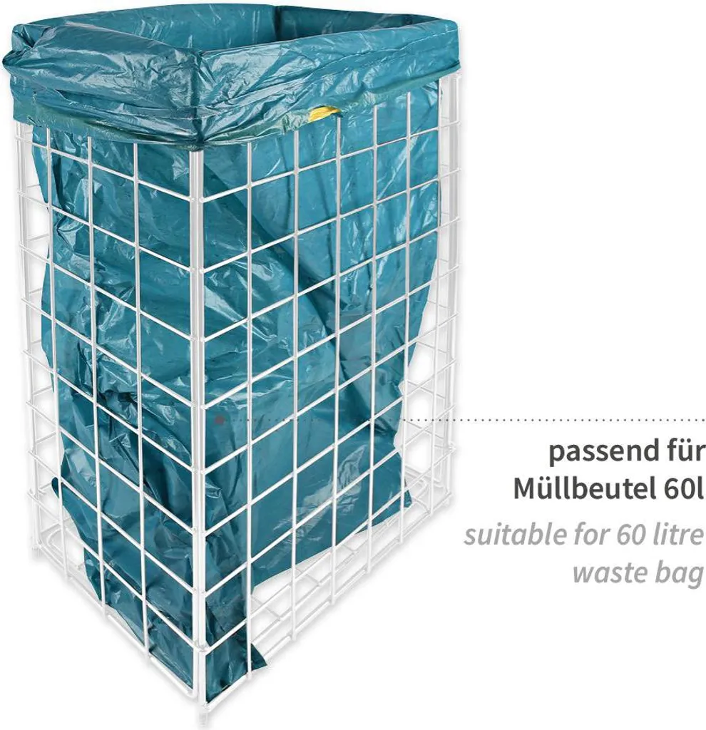Corbeille à déchets HYGOCLEAN 60L blanche avec structure métallique robuste - 2