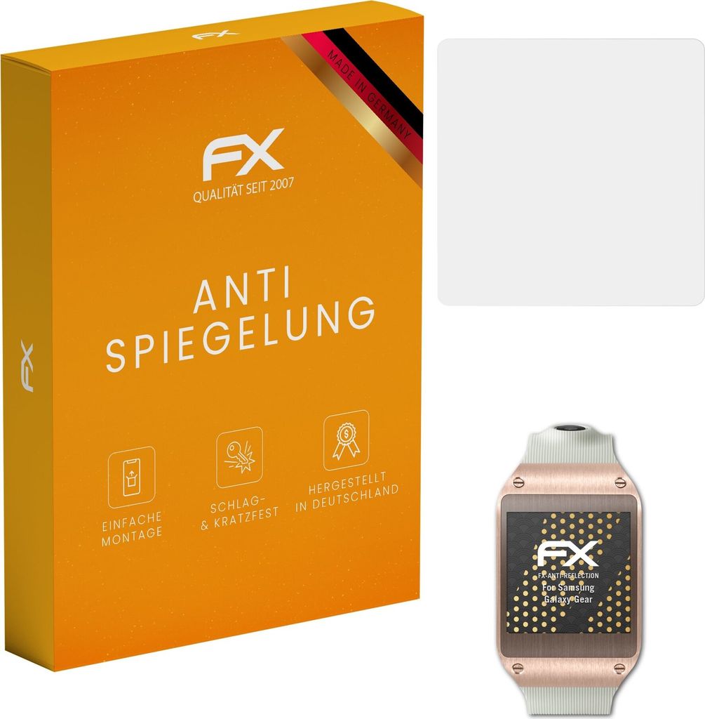 atFoliX FX-Antireflex 3x Schutzfolie kompatibel mit Samsung Galaxy Gear Displayfolie
