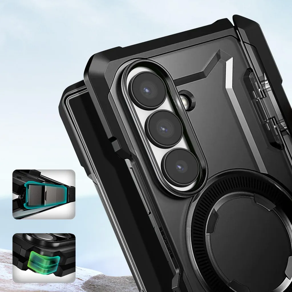 Étui intégral Galaxy Z Fold7 antichoc avec MagSafe et béquille noire - 4