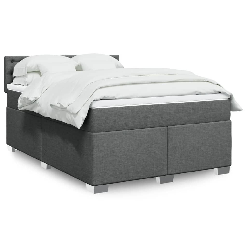 Maison Exclusive - Boxspringbett mit Matratze Dunkelgrau 140x200 cm Stoff