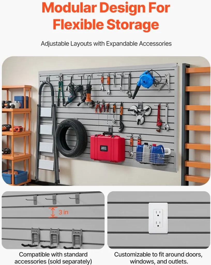 Panneau mural à lamelles en PVC avec accessoires de garage - 4