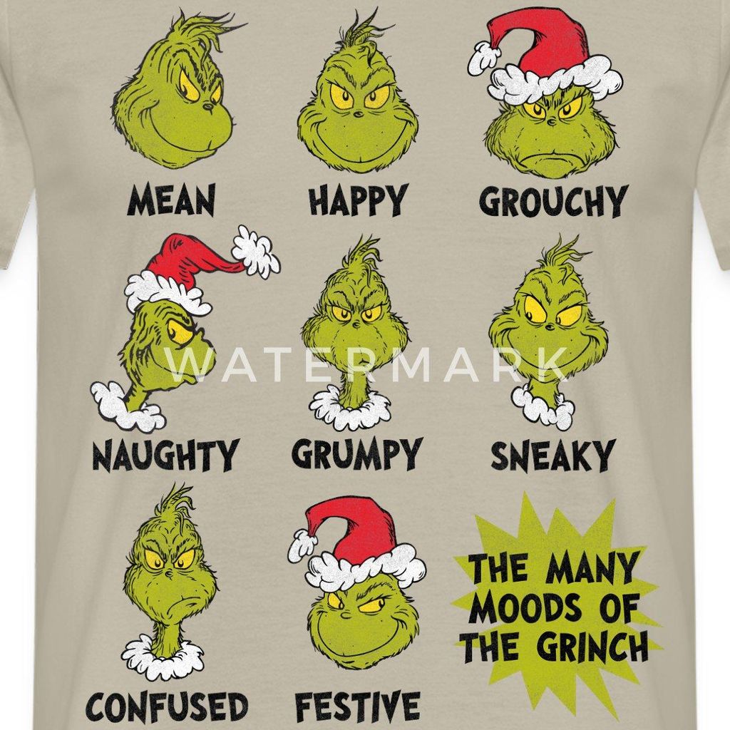 Spreadshirt Der Grinch Moods Of The Grinch Stimmungen Männer T-Shirt, XXL, Sandbeige