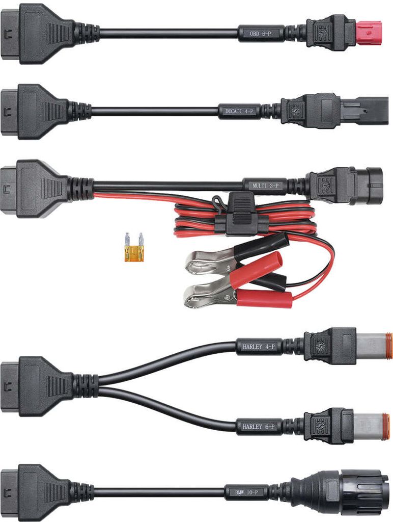 Topscan Moto Master Diagnose-Kabelsatz für Motorräder ohne OBD-II, Universal Breakout mit Klemmen