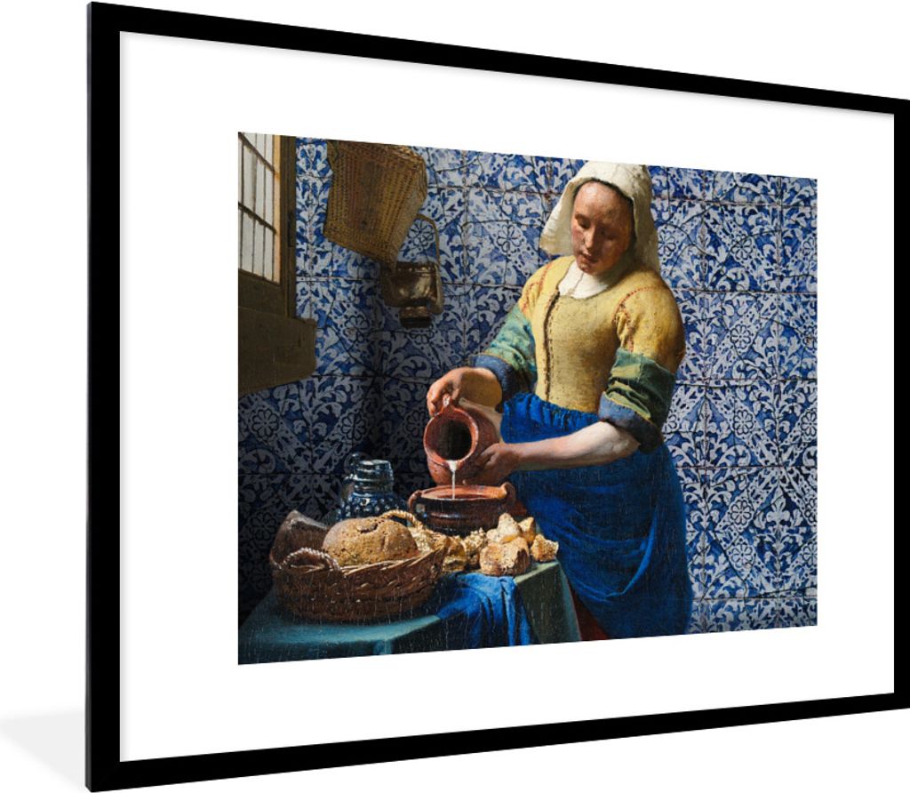 MuchoWow® Gerahmtes Poster Milchmädchen - Delfter Blau - Produktbild 