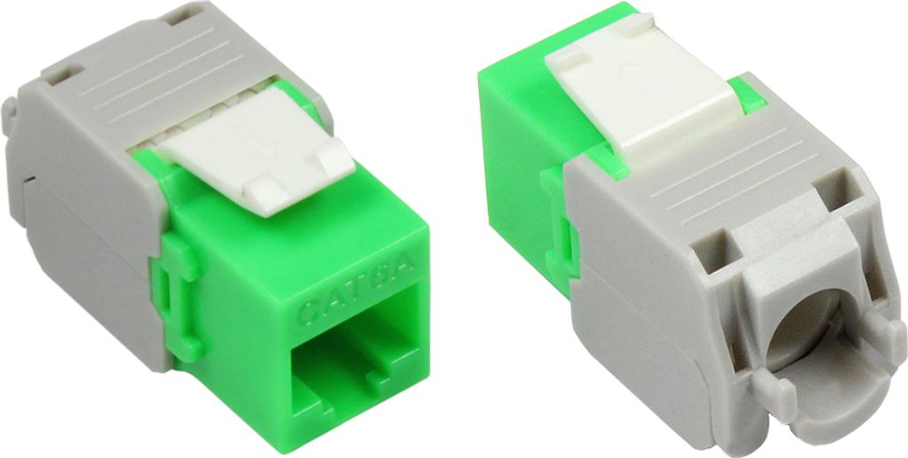 KeyStone RJ45 Jack, Cat. 6a, ungeschirmt, 500MHz, weiß/grün, Good Connections
