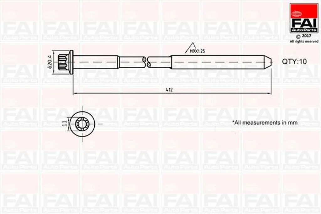 FAI AutoParts B292 Jeu de vis de culasse OE WAM2293 pour Focus et Golf