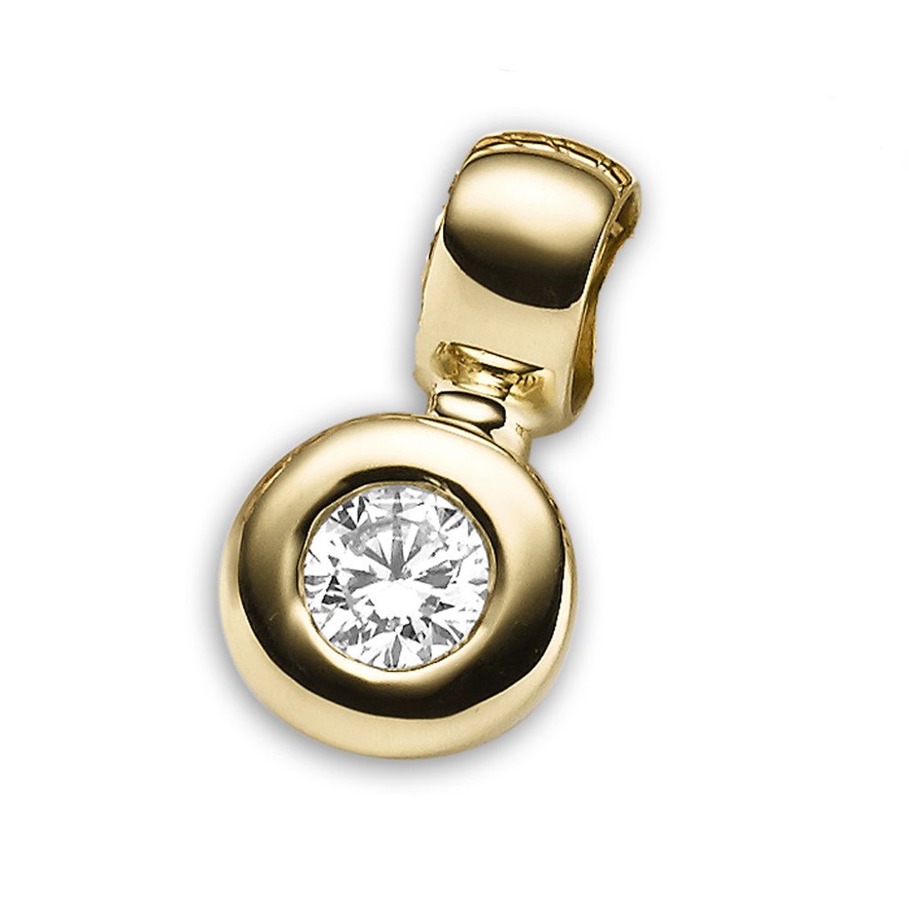 Solitär Anhänger mit Diamant Brillant 0,50ct. 585 Gold Gelbgold Halsschmuck