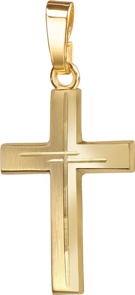 Anhänger-Kreuz mit Diamantschliff Kreuz in Kreuz Goldkreuz für Damen, Herren und Kinder Kettenanhänger 333 Gold 8 Karat mit Schmuck-Etui