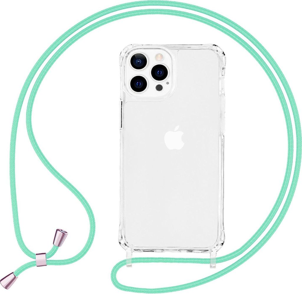 NALIA Klares Hybrid Case mit Kette für iPhone 13 Pro, Transparent Anti-Gelb Robust Verstärkte Ecken Hardcase & Silikon Rahmen, Stoßfeste Schutzh...