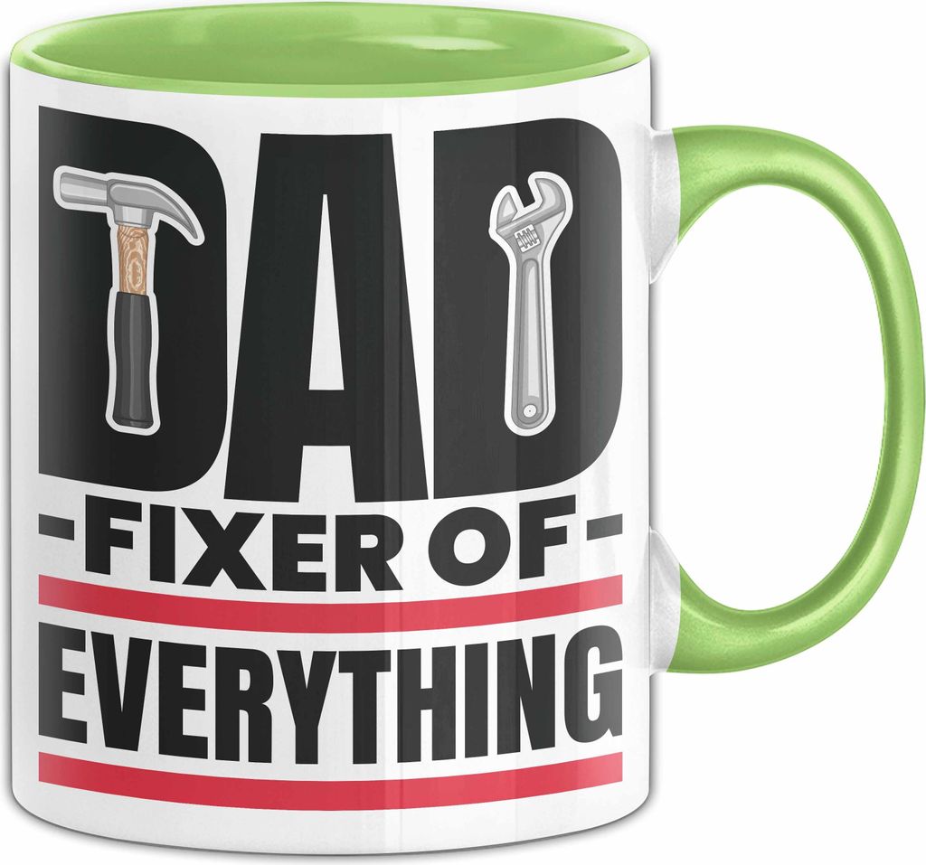Papa Tasse Geschenk Dad Fixer Of Everything Geschenkidee zum Geburtstag Vatertag (Grün)