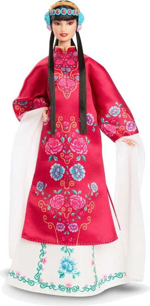 Barbie Signature Mond-Neujahr Puppe mit roter Blumen-Robe Produktbild 