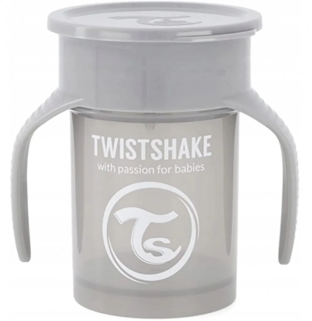 Gobelet d'apprentissage 360° Twistshake Pastel Grey 230ml dès 6 mois