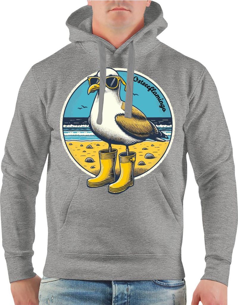 Herren Kapuzenpullover Ostseeflamingo