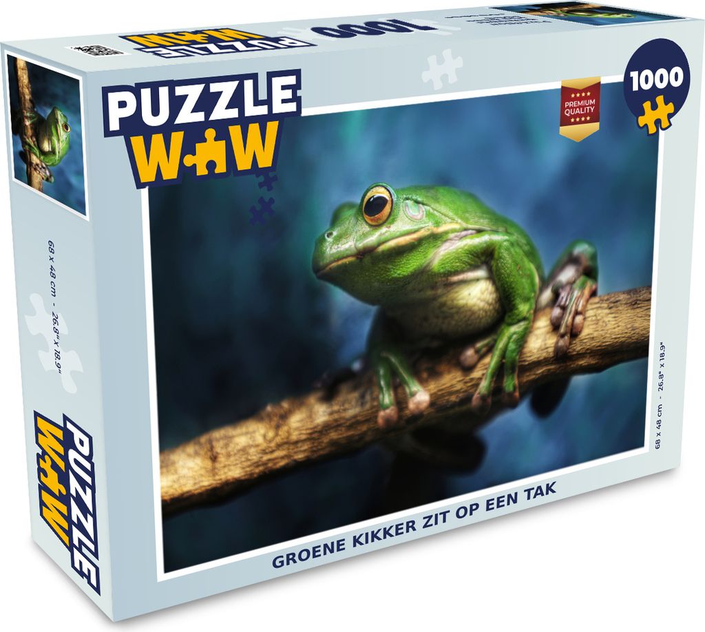 MuchoWow Puzzle 1000 Teile Grüner Frosch sitzt auf einem Ast - Erwachsene - Rätsel