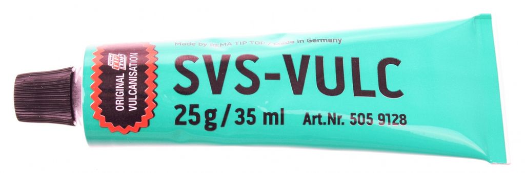 A tube of vulcanizing solution on a white background.