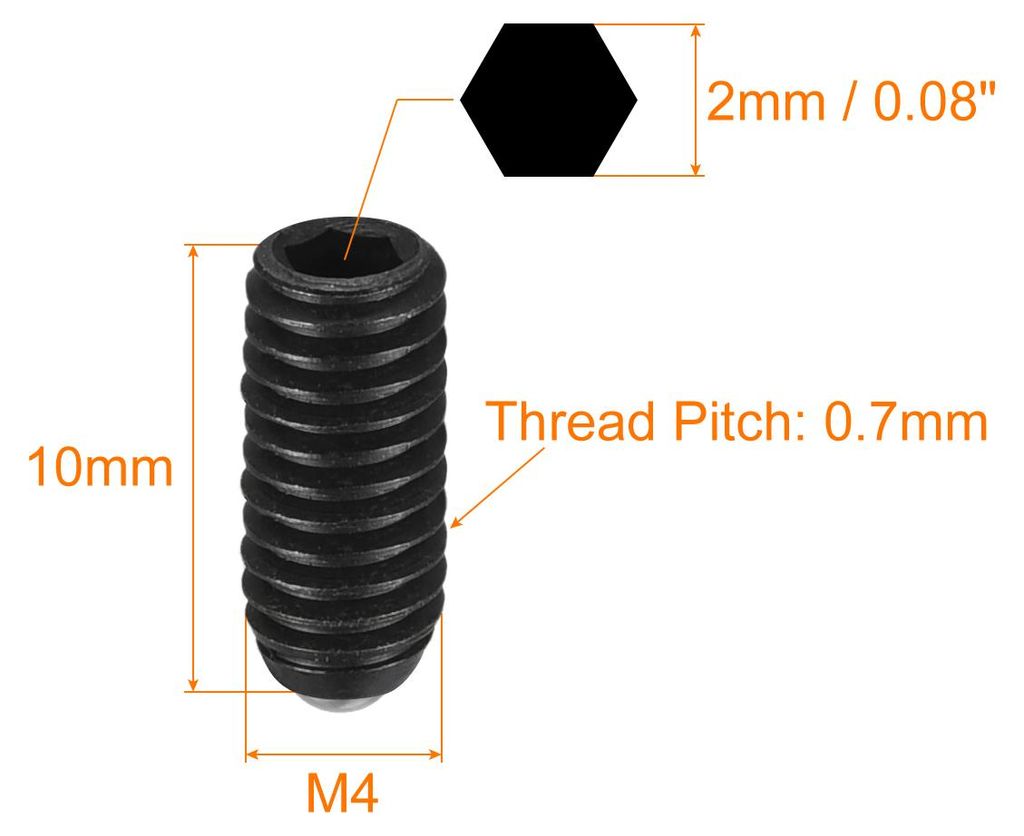 10Stk. Madenschraube mit Kugelkopf M4x10mm metrischer Federstahl Innensechskant