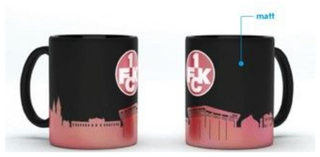 FCK Tasse 0,3l Schwarz mit glänzender Metallic Skyline und FCK-Logo in Metall-Optik
