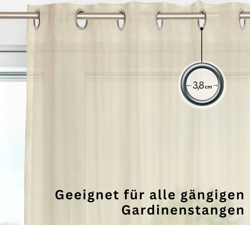 Rideau à œillets transparent SOLID Beige 140x250 cm SCHÖNER WOHNEN - 4