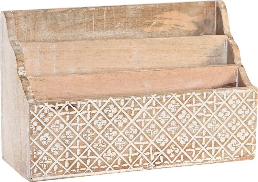 Organiseur en bois de manguier durable 32 cm style naturel et rustique