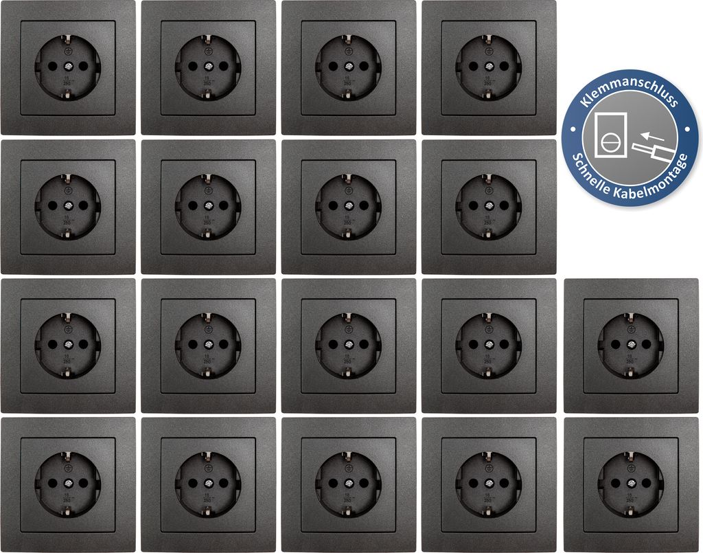 18x Schutzkontakt-Steckdose mit Rahmen McPower "Flair", Produktbild 