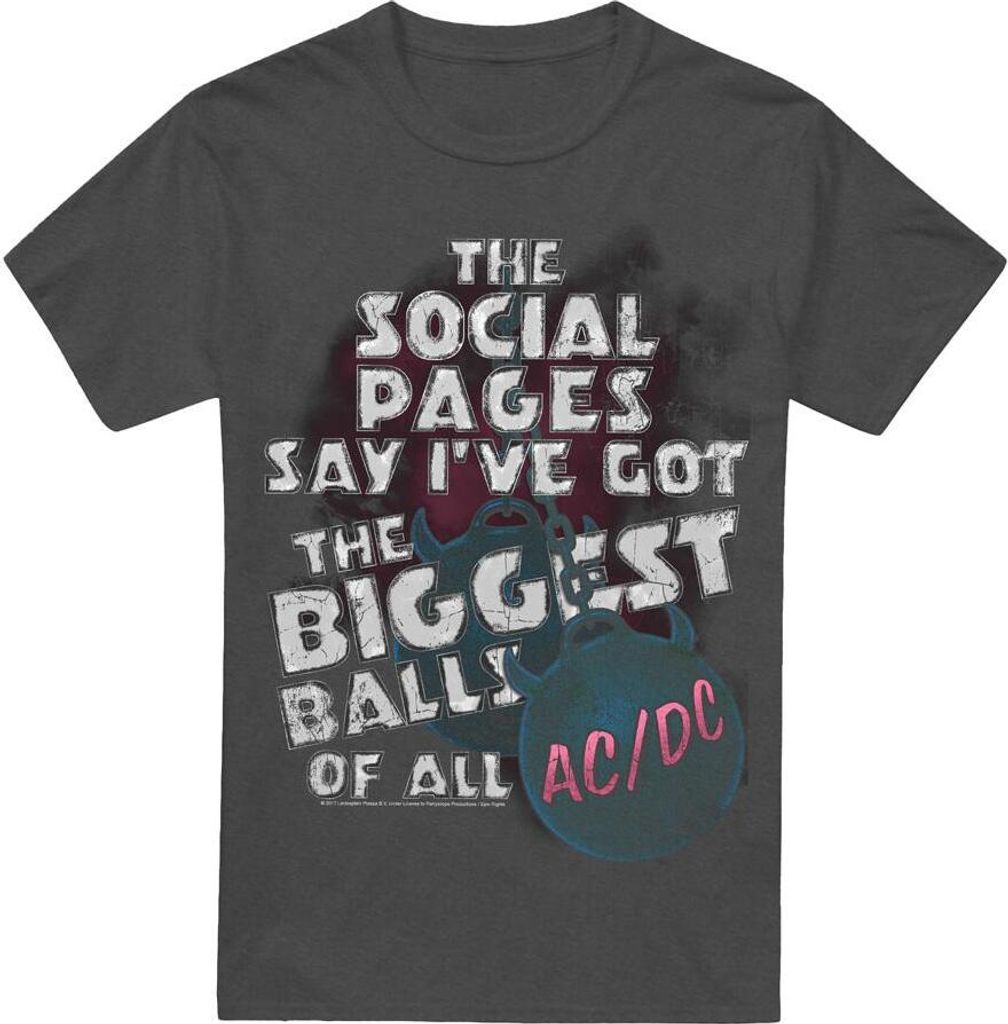 AC/DC - "Big Balls" T-Shirt für Herren/Damen Uni TV17412 (XXL) (Holzkohle)
