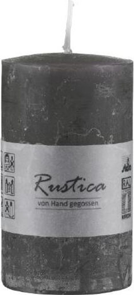 Rustikale durchgefärbte Kerze Olive, 100 x 50 mm, Stumpenkerze, rußarm, tropffrei, RAL Kerzengüte Qualität