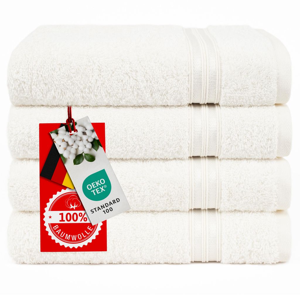 Hammetex Handtücher 4er Set 50x100 cm – 100% Baumwolle Frottier, , mit Aufhängeschlaufe