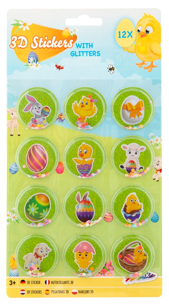 Grafix Ostern 12 3D -Aufkleber mit Glitzer