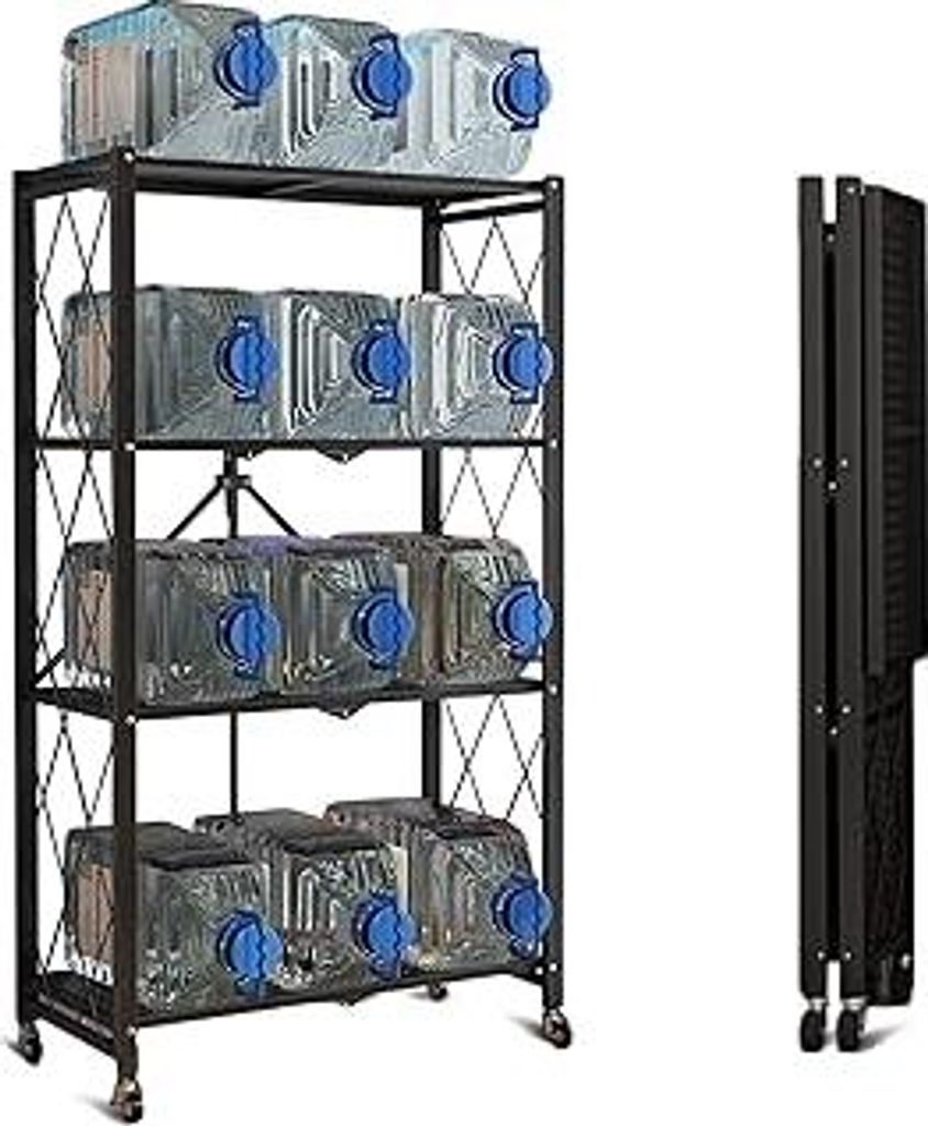 BRIGHTSHOW Aufbewahrungsregale, Schrank-Organizer und Aufbewahrung, 4 Ablagen, faltbares Metallregal, 71cmx 35 x 120cm H für Garage, Küche, Bäck...