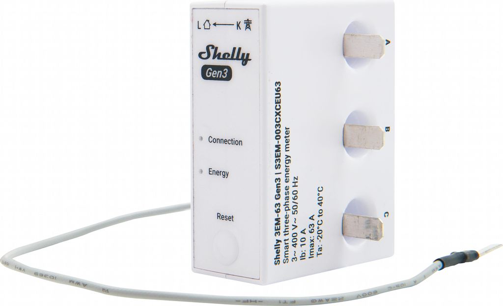 Contador de energía Shelly Relais "3EM-63T Gen3" Imagen del producto 