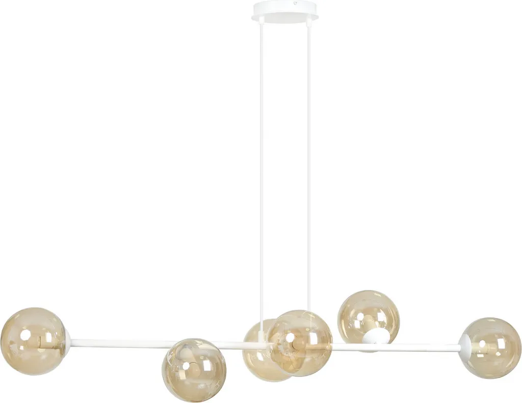 Plafonnier Lustre Rossi 6 Branches Blanc et Bois E14 pour Salon Chic
