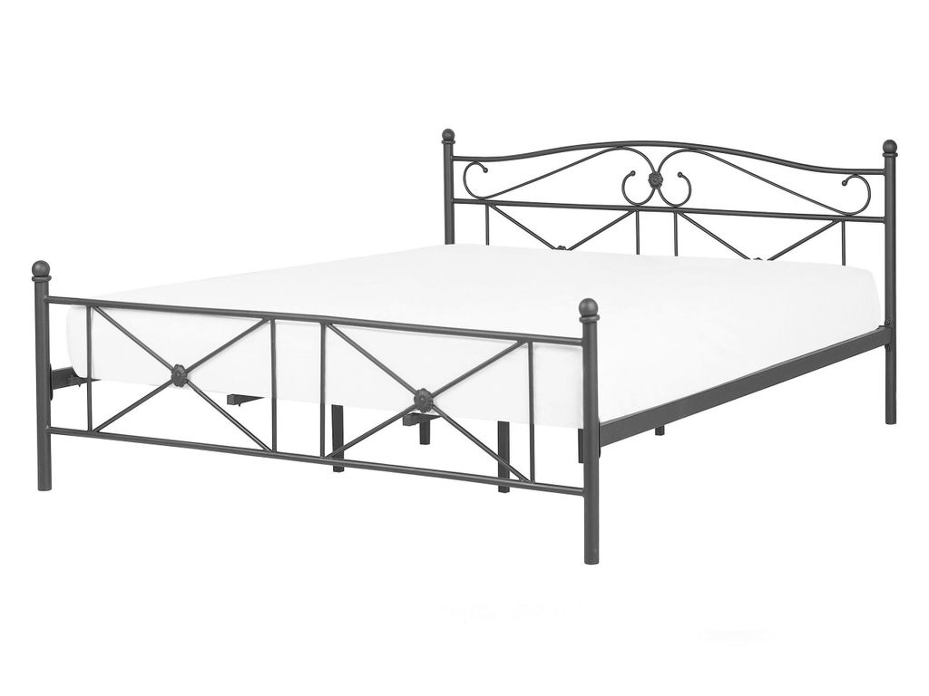 BELIANI Metallbett Schwarz 140 x 200 cm Mit Lattenrost Stabile Konstruktion Metall Verzierungen Romantisch Klassisch