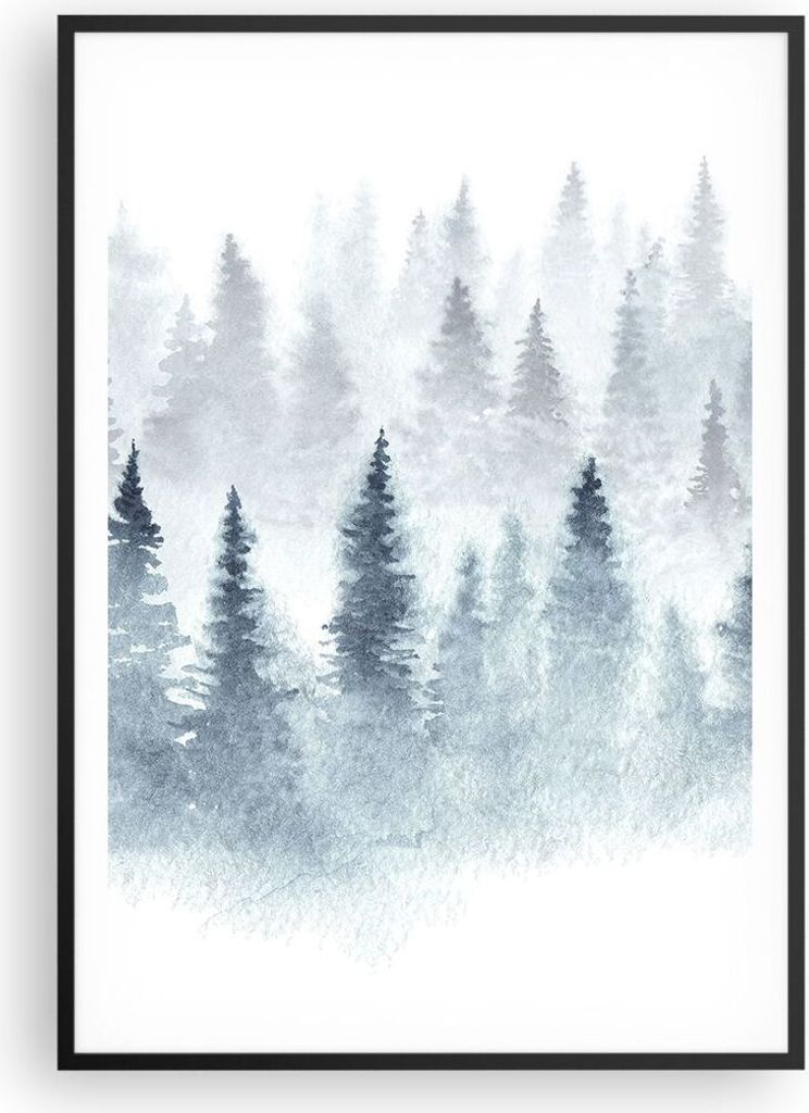 Gerahmtes Poster - Schwarzer Rahmen - Bäume Wald Natur - 70x100 cm - Wand Bild - Wanddeko - Wandbilder - Kunstposter - Wandposter - Bilderrahmen -...