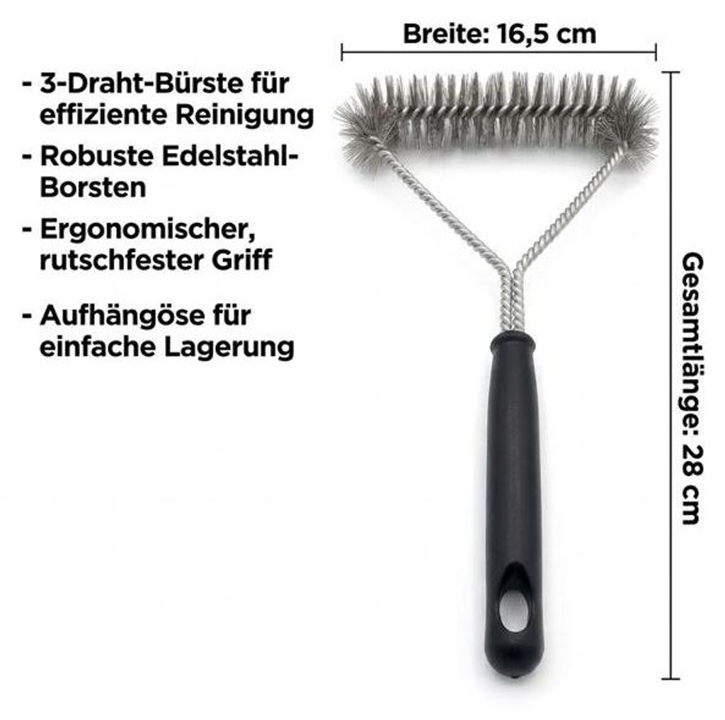 Brosse pour barbecue 3 en 1 en acier inoxydable 28 cm Image du produit 