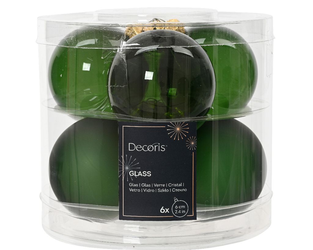 Weihnachtskugeln Glas 6cm x 6 Stück - Piniengrün Produktbild 