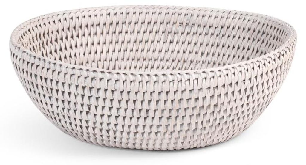 H&H ovaler Korb aus weißem Rattan cm 22,5xh7,5