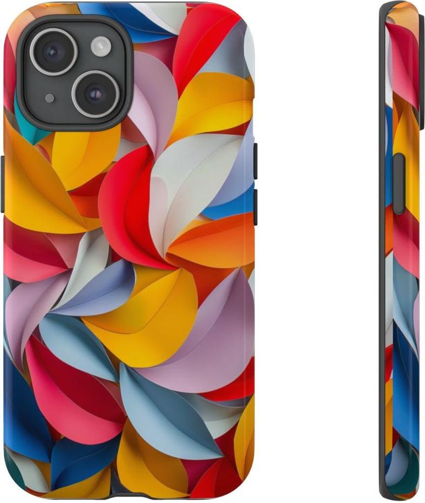Buntes Blätter-Design im Papierschnitt-Stil – Hülle Kompatibel mit iPhone 15