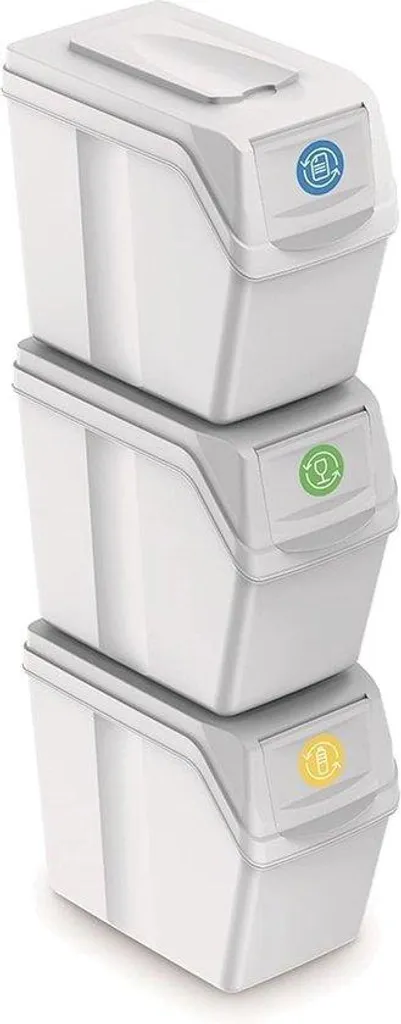 Collecteur de tri sélectif 60 litres blanc - Poubelle design écologique