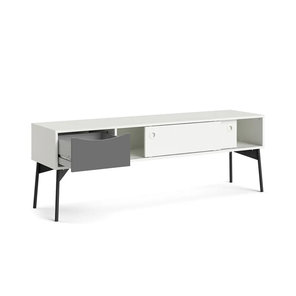 Porta TV Elly 2 Ante Scorrevoli Bianco e Grigio | Prezzo Imbattibile - 6
