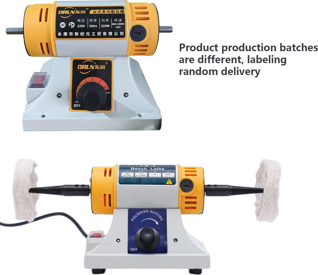 Mini Tisch Schleifbock Doppelkopf Poliermaschine Drehmaschine Schleifmaschine Poliermotor 800-10000rpm 200W Doppelschleifmaschine für Holzarbeiten...